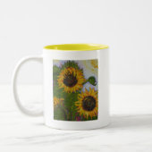 Gelbe Sonnenblume-Tasse Zweifarbige Tasse (Links)