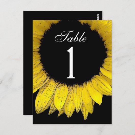Gelbe Sonnenblume Tischnummer Teil des Set von 12 (Vorne/Hinten)
