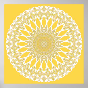 Gelbe Sonnenblume Tristyns Mandala Poster