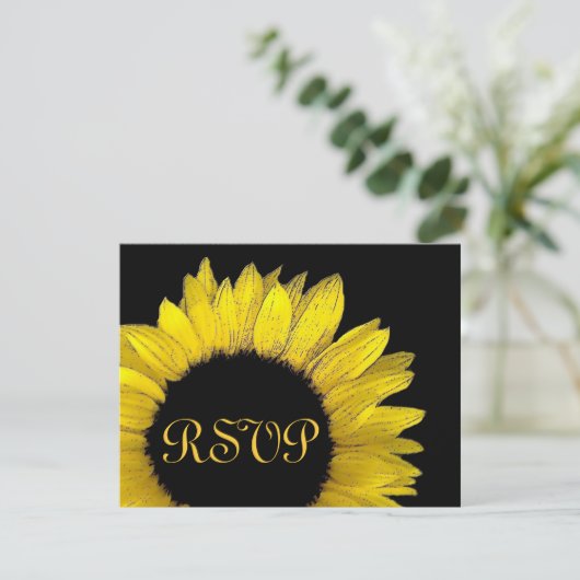 Gelbe Sonnenblume UAWG Hochzeitskarte RSVP Karte (Stehend Vorderseite)