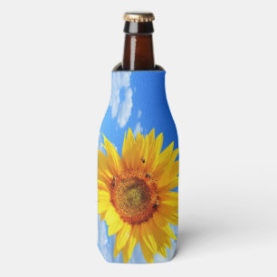 Gelbe Sonnenblume und Bienen Flasche Cooler Flaschenkühler