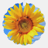 Gelbe Sonnenblume und Bienen Weihnachtskarte Ornament Karte (Rückseite)