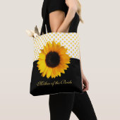 Gelbe Sonnenblume und Dots Tote Tasche (Von Nahem)