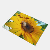 Gelbe Sonnenblume und Feder - Doormat Fußmatte (Schrägansicht)