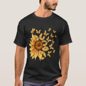 Gelbe Sonnenblume und Schmetterling-T - Shirt (Vorderseite)