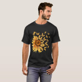 Gelbe Sonnenblume und Schmetterling-T - Shirt (Vorne ganz)