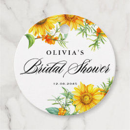 Gelbe Sonnenblume und Sea Buckthorn-Brautparty Geschenkanhänger