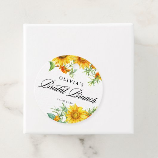 Gelbe Sonnenblume und Sea Buckthorn Bridal Brunch Geschenkanhänger (Beispiel)