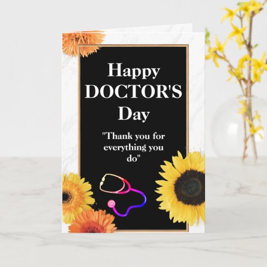 Gelbe Sonnenblume und Stethoskop Arzttag Karte (Gelbe Blume)