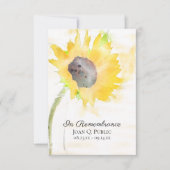 Gelbe Sonnenblume Vase Aquarellfarben Beerdigung B Dankeskarte (Vorderseite)