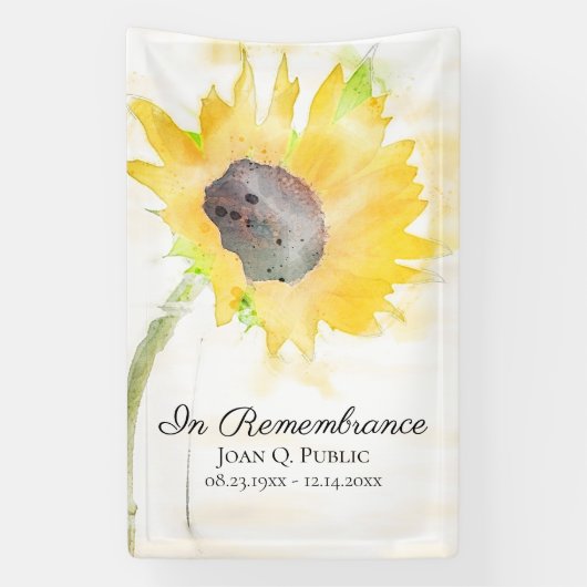 Gelbe Sonnenblume Vase Feier der Lebensbeerdigung Banner (Vertikal)