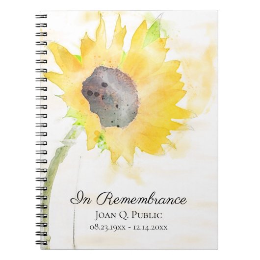 Gelbe Sonnenblume Vase Feier der Lebensbeerdigung Notizblock (Vorderseite)
