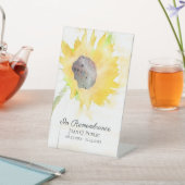 Gelbe Sonnenblume Vase Feier der Lebensbeerdigung Sockelschild (In SItu)