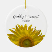 Gelbe Sonnenblume Verlobung Keramikornament (Hinten)