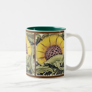 Gelbe Sonnenblume Vintage Florale Faux Fliese Zweifarbige Tasse