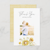 Gelbe Sonnenblume Wasserfarbe Hochzeitsstich Foto Dankeskarte (Vorne/Hinten)