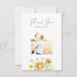 Gelbe Sonnenblume Wasserfarbe Hochzeitsstich Foto Dankeskarte