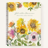 Gelbe Sonnenblume Wasserfarbe Spezielles Rezept Notizblock (Vorderseite)