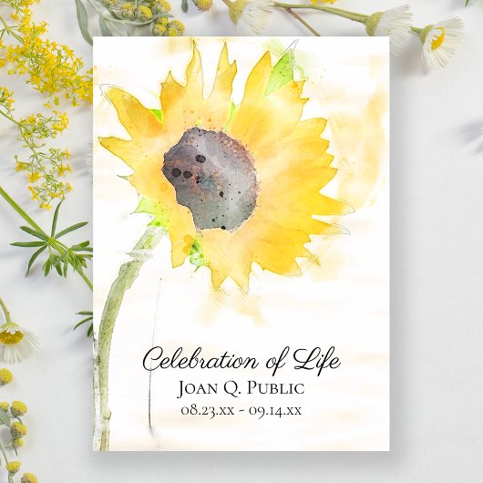 Gelbe Sonnenblume Wasserfarbenfeier Einladung
