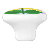 Gelbe Sonnenblume Wasserfarbstreifen Keramikknauf (Seitenansicht)