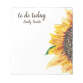 Gelbe Sonnenblume weiß zu tun heute Notizblock (Vorderseite)