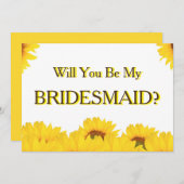 Gelbe Sonnenblume wirst du meine Brautjungfrau sei Einladung (Vorne/Hinten)