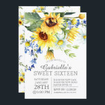 Gelbe Sonnenblumen, 16 . Geburtstag Party Einladung<br><div class="desc">Modern & Trendy 16 . Geburtstag Einladung mit schönen gelben Sonnenblumen und blühendem Blumenstrauß.  Stilvolle und schicke 16 . Geburtstag Party Einladung.</div>