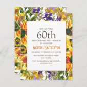 Gelbe Sonnenblumen 60. Geburtstagsparty Einladung (Vorne/Hinten)