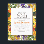 Gelbe Sonnenblumen 60. Geburtstagsparty Einladung<br><div class="desc">Schöne boho-Stil lila und gelbe Aquarell-Blume und Sonnenblumen botanische Aquarell 60. Geburtstagsfeier Einladung für Frauen. Kontaktieren Sie uns für Hilfe bei der Anpassung oder um passende Produkte anzufordern.</div>