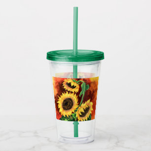 Gelbe Sonnenblumen Acryl Tumbler Acryltrinkbecher
