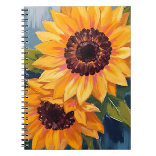 Gelbe Sonnenblumen Aquarell-Blumenmalerei Notizblock