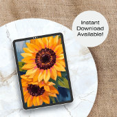 Gelbe Sonnenblumen | Aquarell-Blumenmalerei Poster