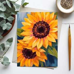 Gelbe Sonnenblumen   Aquarell-Blumenmalerei Postkarte