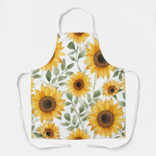 Gelbe Sonnenblumen Aquarell-Blumenmalerei Schürze