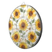 Gelbe Sonnenblumen Aquarell Floral Whimsical Dartscheibe (Vorderseite rechts)
