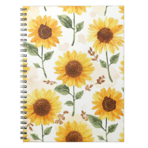 Gelbe Sonnenblumen Aquarell Floral Whimsical Notizblock