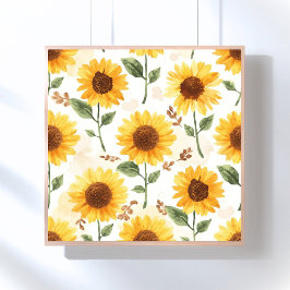 Gelbe Sonnenblumen Aquarell Floral Whimsical Poster
