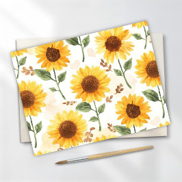 Gelbe Sonnenblumen Aquarell Floral Whimsical Postkarte