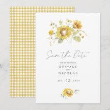 Gelbe Sonnenblumen-Aquarell-Hochzeitseinladung
