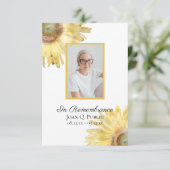 Gelbe Sonnenblumen Aquarellfarben Beerdigung Beile Dankeskarte (Stehend Vorderseite)