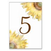 Gelbe Sonnenblumen Aquarellfarben-Tischnummern Tischnummer (Vorderseite)