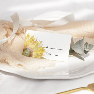 Gelbe Sonnenblumen Aquarellfarbene Hochzeitsstiftu Platzkarte