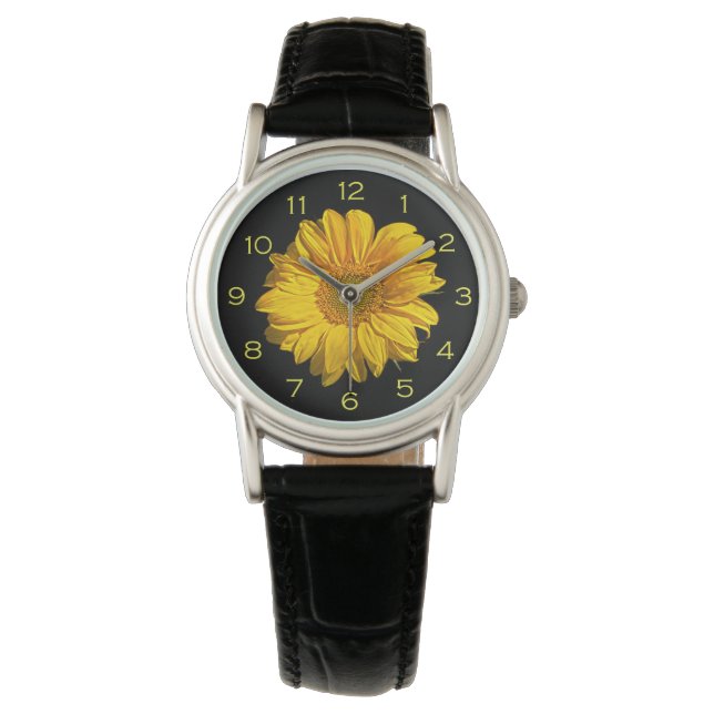 Gelbe Sonnenblumen Armbanduhr (Vorderseite)