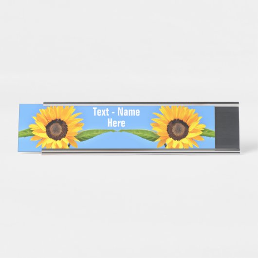 Gelbe Sonnenblumen auf blauem Himmel - Ihr Text Schreibtischnamensplakette (Vorderseite )