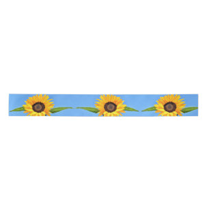 Gelbe Sonnenblumen auf blauem Himmel - Sommer Satinband