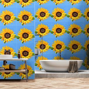 Gelbe Sonnenblumen auf Blue Sky Tapete