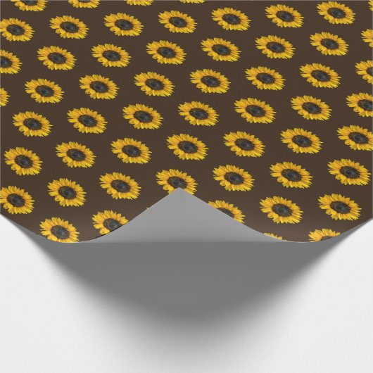 Gelbe Sonnenblumen auf braun Geschenkpapier (Ecke)