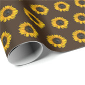 Gelbe Sonnenblumen auf braun Geschenkpapier (Rolleneckpunkt)