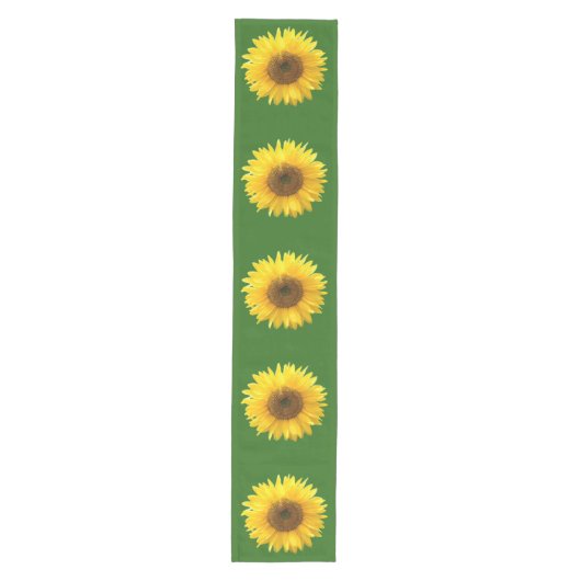 Gelbe Sonnenblumen auf dem Forest Green Medium Tab Mittelgroßer Tischläufer (Vorderseite)