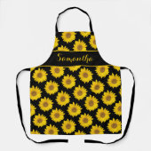 Gelbe Sonnenblumen auf Personalisierter schwarzer  Schürze (Vorderseite)